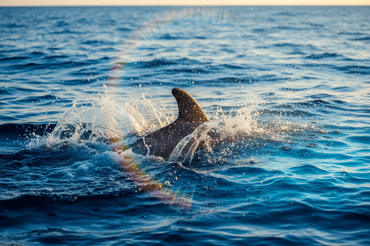 Orca breaching the ocean surface